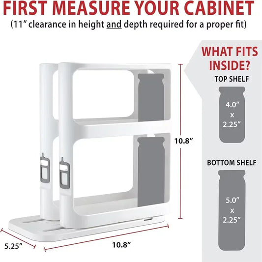 Purilite Select Kitchen Condiment Spice Organizer Rack | Multi-Function Rotating Storage Shelf | Slide Kitchen-Cabinet Cupboard Storage