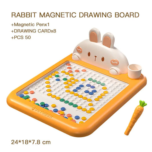 Purilite Select Rabbit Magnetic Drawing Board for Kids – Montessori Magnetic Bead Doodle Toy with Pen & Cards