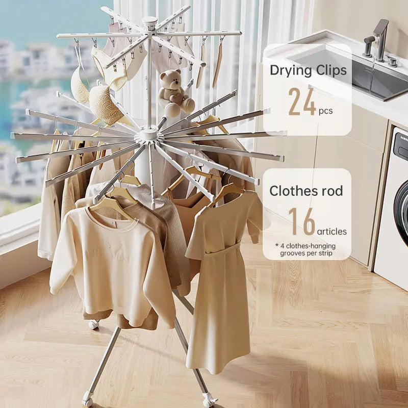 Purilite Select Octopus Drying Rack | Balcony & Household Folding Floor Pole | Indoor Portable Clothes Hanging Rack | Quilt Drying Floor Rack