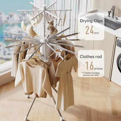 Purilite Select Octopus Drying Rack | Balcony & Household Folding Floor Pole | Indoor Portable Clothes Hanging Rack | Quilt Drying Floor Rack