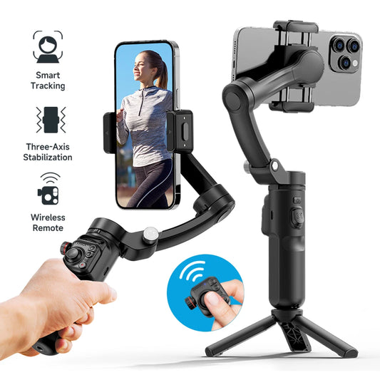 Purilite Select M02 3-Axis Smartphone Gimbal Stabilizer with Wireless Remote – Face Tracking Handheld Stabilizer for Vlogging and Video Recording