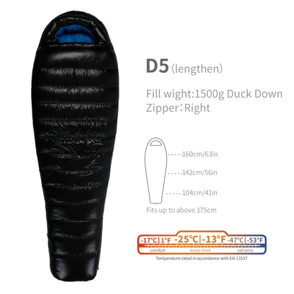 Purilite Select Lightweight Duck Down Winter Sleeping Bag | Compact Backpacking & Camping Mummy Sleeping Bag