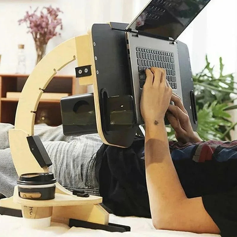 Purilite Select Wooden Adjustable Notebook Stand – Portable Foldable Desk Computer Stand for Laptop, Reading & Bed Use
