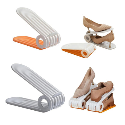 Purilite Select | Adjustable Shoe Slots Organizer | Double Layer Space Saver Shoe Stacker for Closet Organization