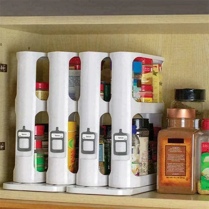Purilite Select Kitchen Condiment Spice Organizer Rack | Multi-Function Rotating Storage Shelf | Slide Kitchen-Cabinet Cupboard Storage