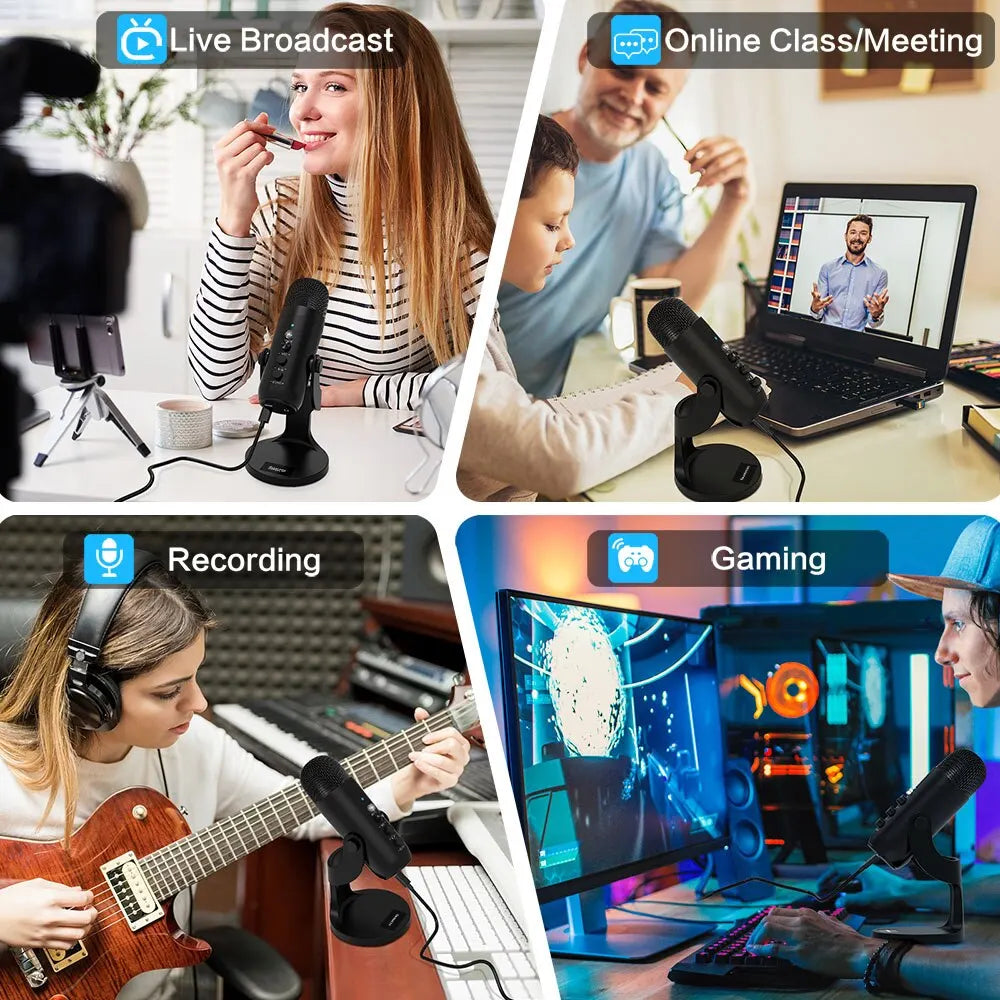 PURILITE SELECT USB CONDENSER MICROPHONE WITH REAL-TIME MONITORING & PHONE ADAPTER – PC, MAC, PS5/4, AND MOBILE RECORDING MIC