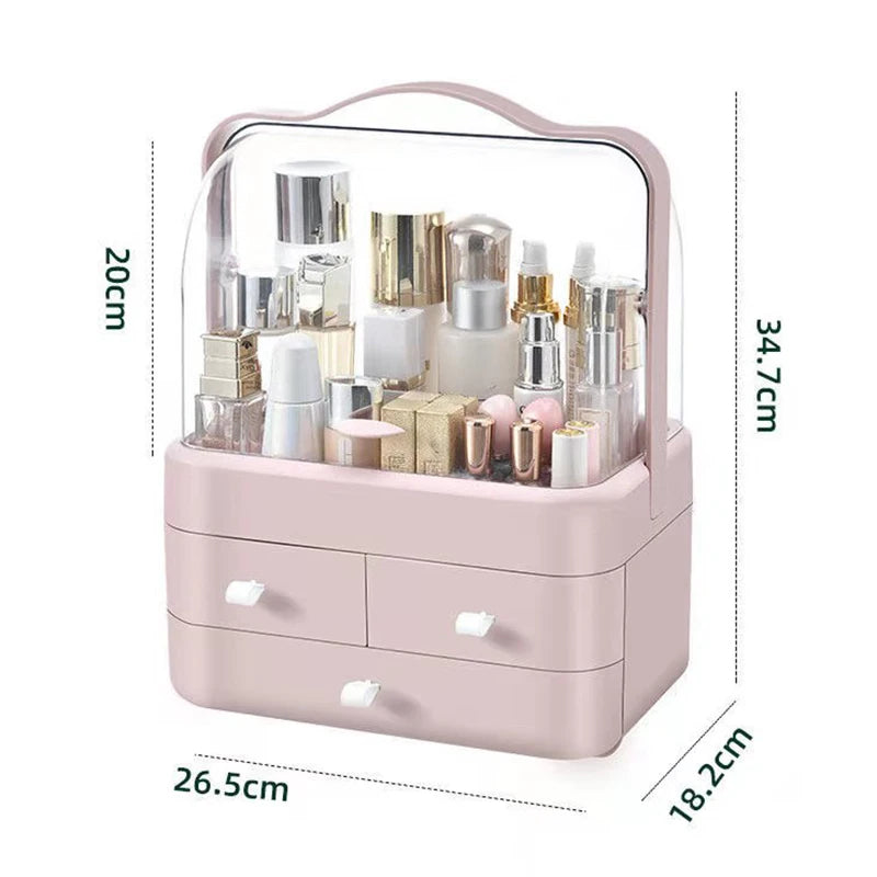 Purilite Select 1PC Cosmetics Receiving Box Dust-Proof Desktop Makeup Organizer with Drawer | Skin Care Products Storage Box | Household Cosmetic Shelf | PP+PS Material
