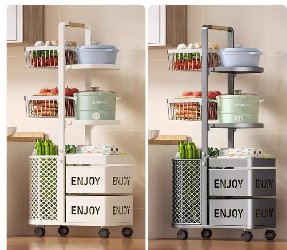 Purilite Select Multi-Level Kitchen Storage Rack | Floor Standing Fruit & Vegetable Organizer | Durable Metal Storage Shelf