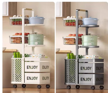 Purilite Select Multi-Level Kitchen Storage Rack | Floor Standing Fruit & Vegetable Organizer | Durable Metal Storage Shelf