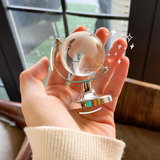 Purilite Select Crystal Globe Ornament | Transparent Glass Earth Ball | Mini World Decor | Educational Display Gift