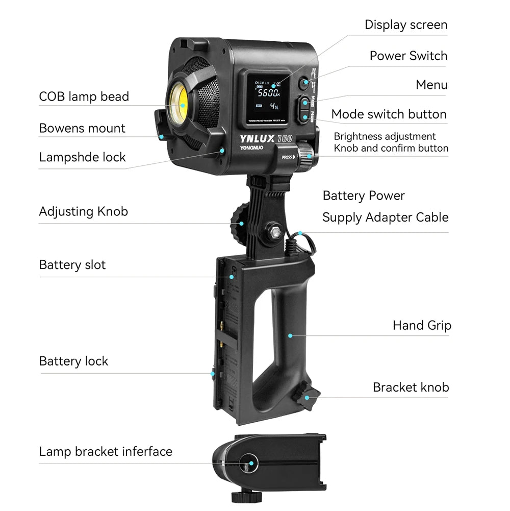 Purilite Select YNLUX100 PRO Handheld LED Video Light