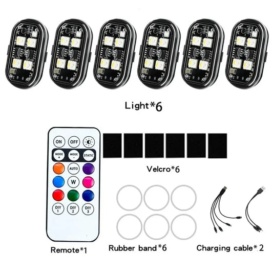 Purilite Select Wireless LED Strobe Lights – 8-Color USB Rechargeable Atmosphere & Warning Lamps (2/4 Pcs)