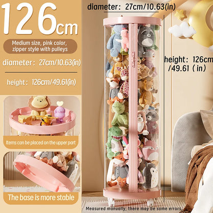 Purilite Select Transparent Doll Storage Box | Plush Toy Organizer | Zipper Storage Tube | Kids Toy Organization Bin