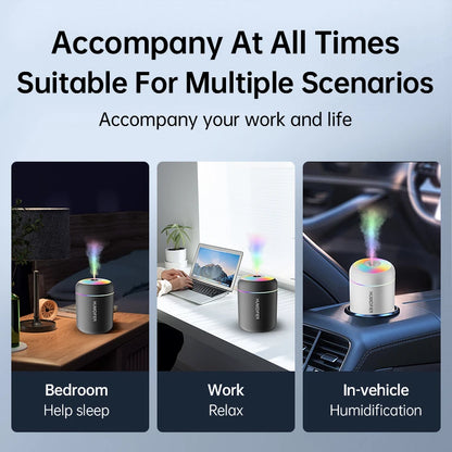 Purilite Select 180ML USB Mini Air Humidifier | Ultrasonic Aroma Diffuser | Essential Oil Mist Maker with Soft LED Light for Home, Bedroom & Car | Set of 2