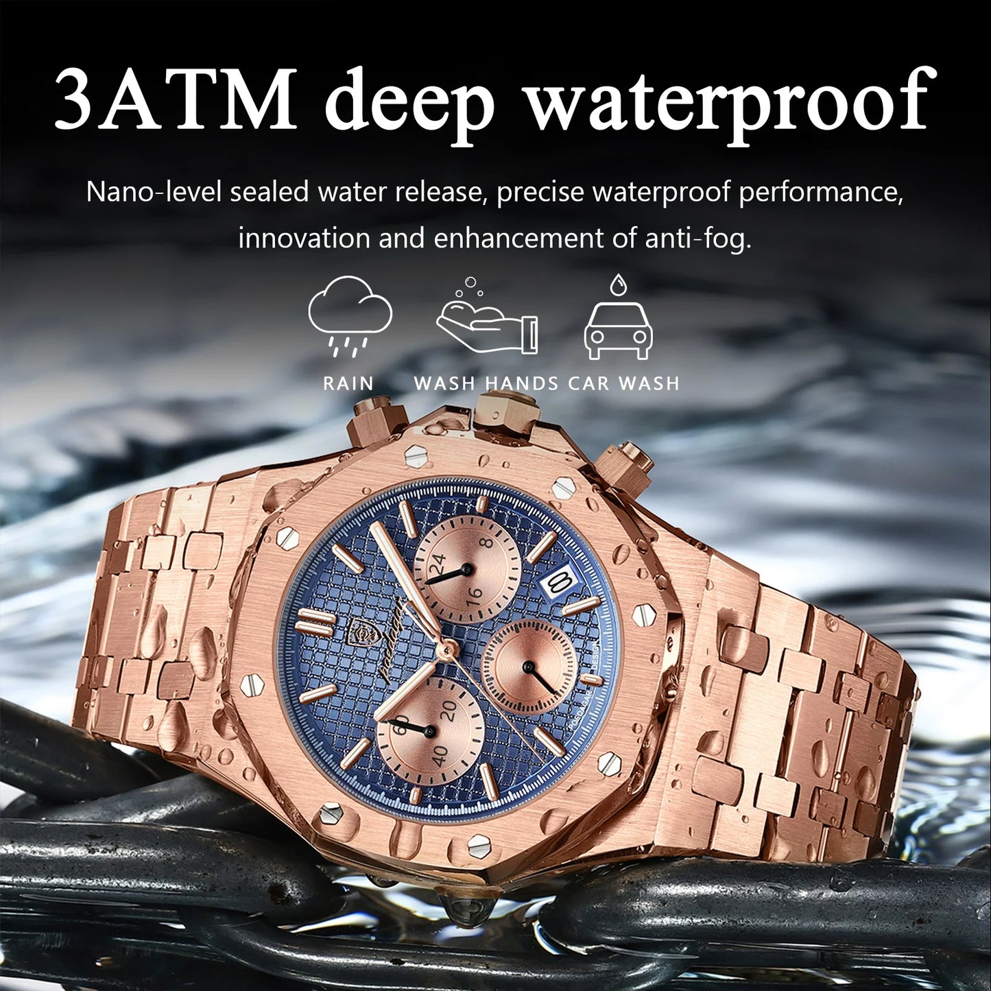POEDAGAR 926 Original Luxury Men’s Stainless Steel Chronograph Quartz Watch