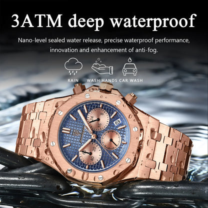POEDAGAR 926 Original Luxury Men’s Stainless Steel Chronograph Quartz Watch