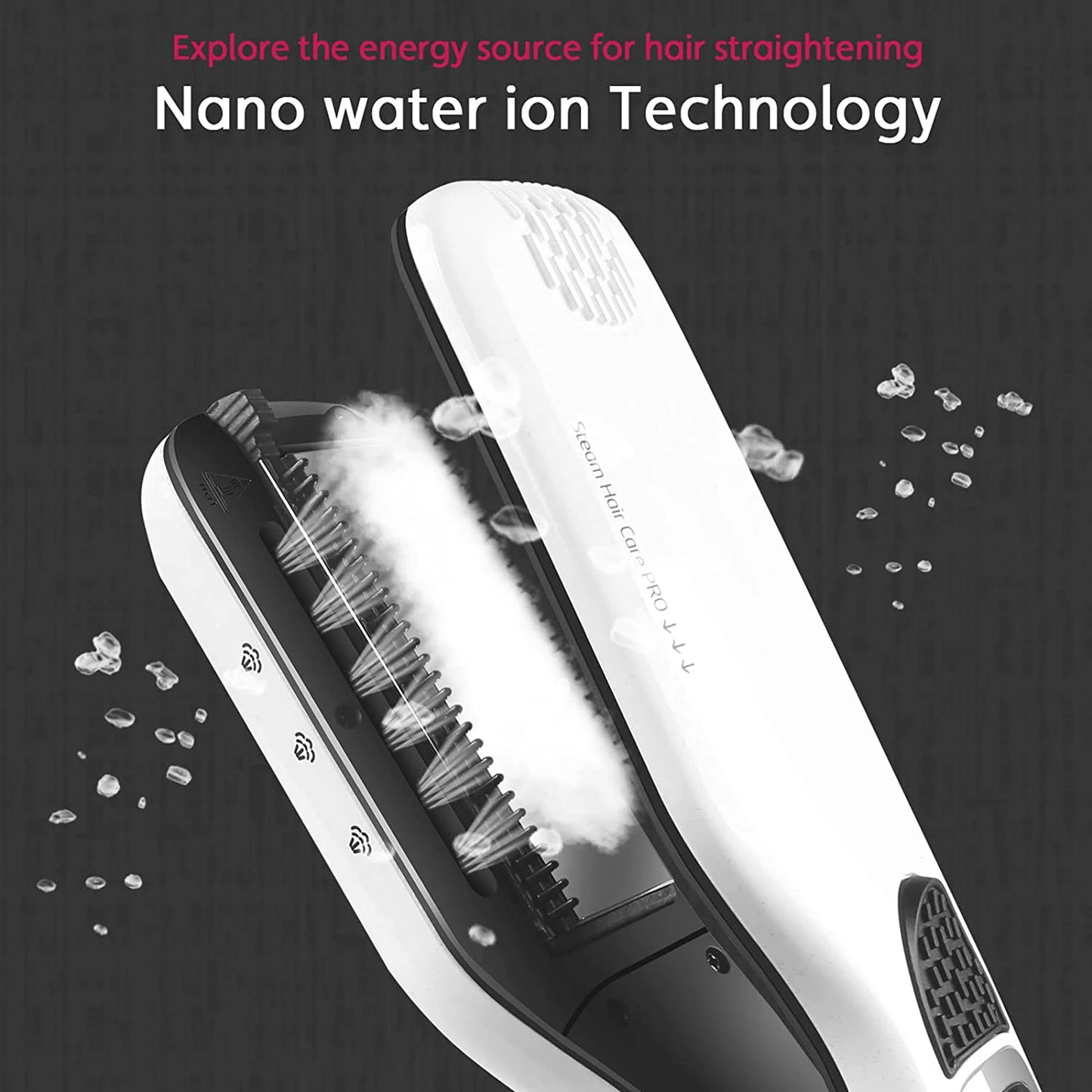 Purilite Select Professional Steam Hair Straightener | Ceramic Tourmaline Vapor Flat Iron Brush with Ionic Technology