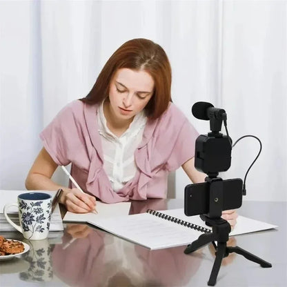 Purilite Select Smartphone Vlogging Kit with Tripod, Phone Holder, Mini Microphone and LED Fill Light – Complete Video Recording Starter Set