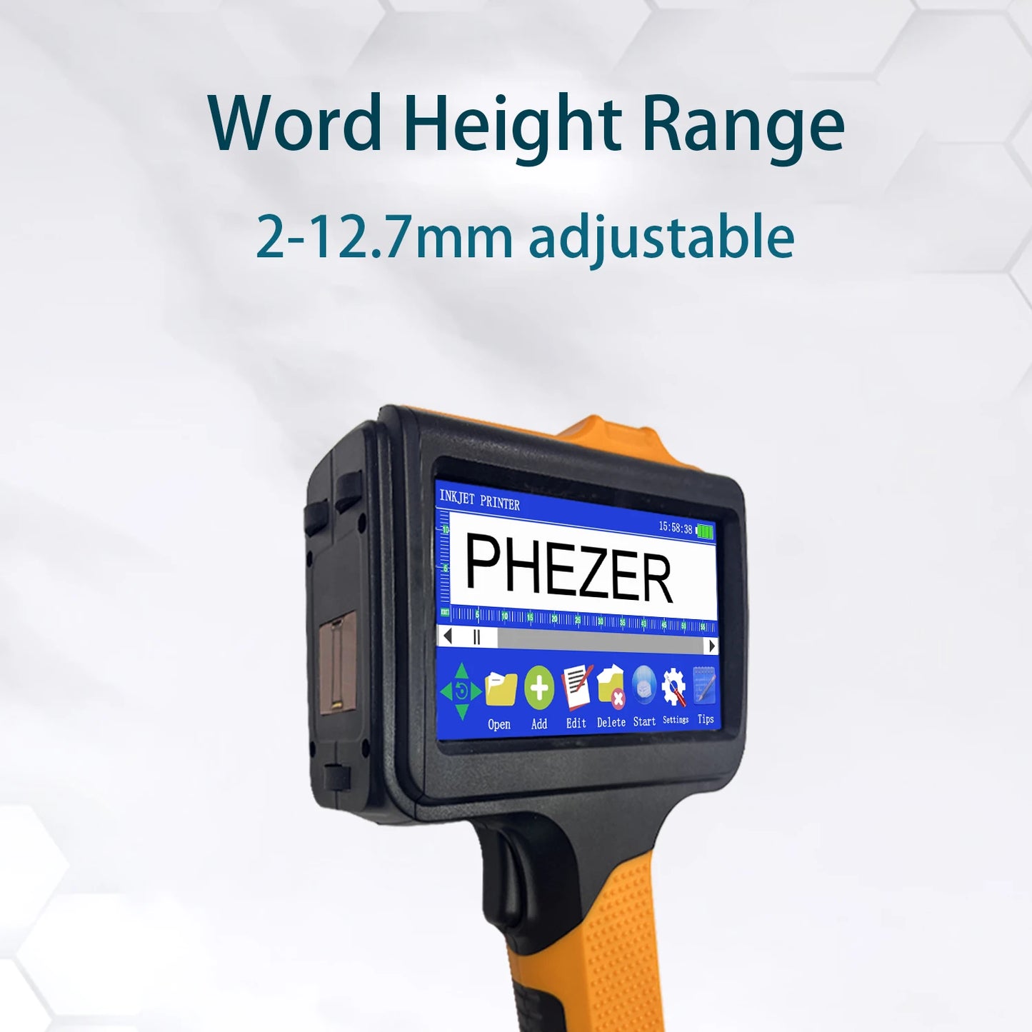 Phezer 2025 New P19 orange Handheld Inkjet Printer 12.7mm Portable Printer QR Bar Batch Code Date Number Logo Expiry Date Label