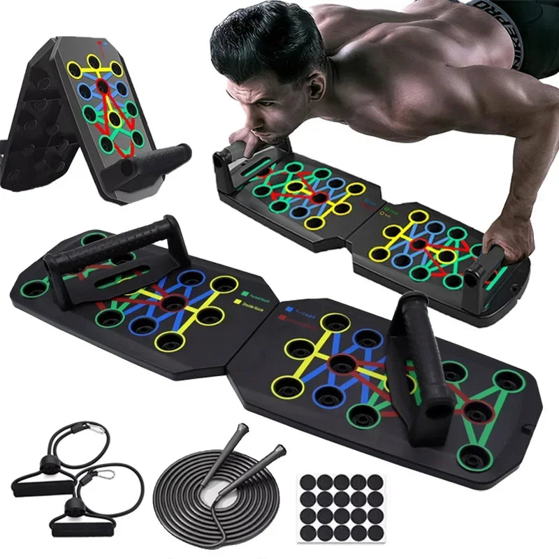 Purilite Select | Foldable Push-Up Board Fitness Rack | Color-Coded Strength Training System for Chest, Arms & Abs | Home Workout Equipment