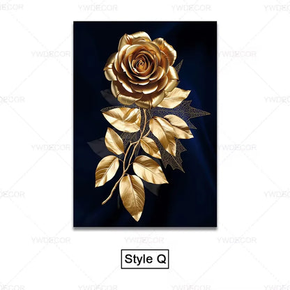 Purilite Select Luxury Black & Gold Plant Leaves Canvas Print