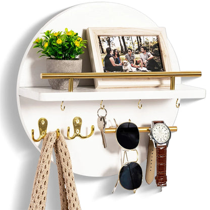Purilite Select Wooden Wall-Mounted Key Holder with Shelf
