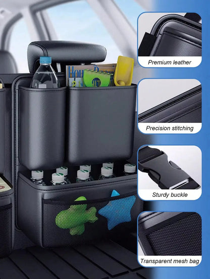 Purilite Select Car Rear Seat Back Hanging Storage Organizer, Multi-Compartment Waterproof Auto Storage Bag for SUV, Sedan & Hatchback