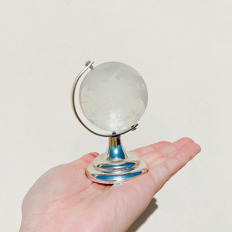Purilite Select Crystal Globe Ornament | Transparent Glass Earth Ball | Mini World Decor | Educational Display Gift