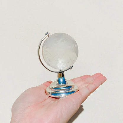 Purilite Select Crystal Globe Ornament | Transparent Glass Earth Ball | Mini World Decor | Educational Display Gift