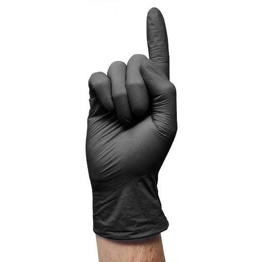 Purilite Select 100Pcs Disposable Black Nitrile Gloves | Powder-Free, Latex-Free, Heavy-Duty Thicker Gloves for Cooking, Mechanics, Tattoo & Cleaning