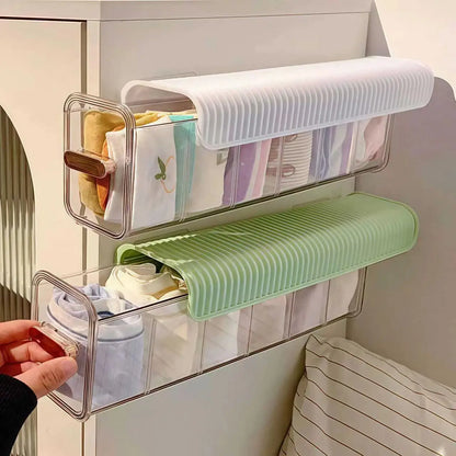 Purilite Select Wall-Mounted Underwear & Sock Storage Box | Closet Bra & Garments Holder | Drawer Case | Large Cloth Compartment Space-Saving