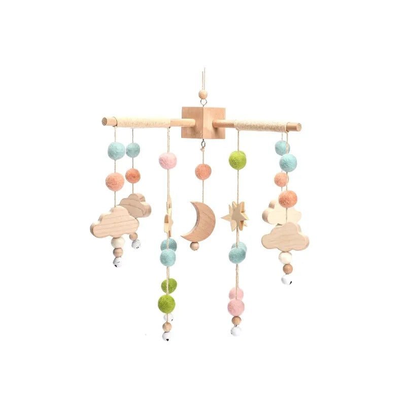 Purilite Select Wooden Baby Crib Mobile | Crochet Star Hanging Bed Bell | Nursery Rattle Decoration | Newborn Comfort Toy