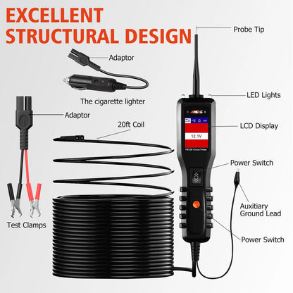 Purilite Select PB100 Automotive Power Circuit Probe Tester – 12V/24V Car Electrical Diagnostic Tool Master Kit AC/DC Digital