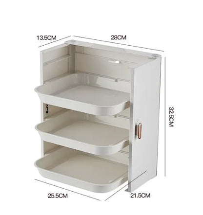 Purilite Select Foldable 6 Layer Kitchen Dish Tray Rack | Multi-Functional Side Dish Organizer | Drawer Design Storage Rack | Wall Mounted Kitchen Storage