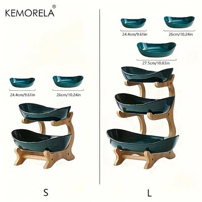 Purilite Select | Double or Three Layer Wooden Snack & Fruit Serving Plate | Modern Multi-Layer Dessert Stand for Living Room