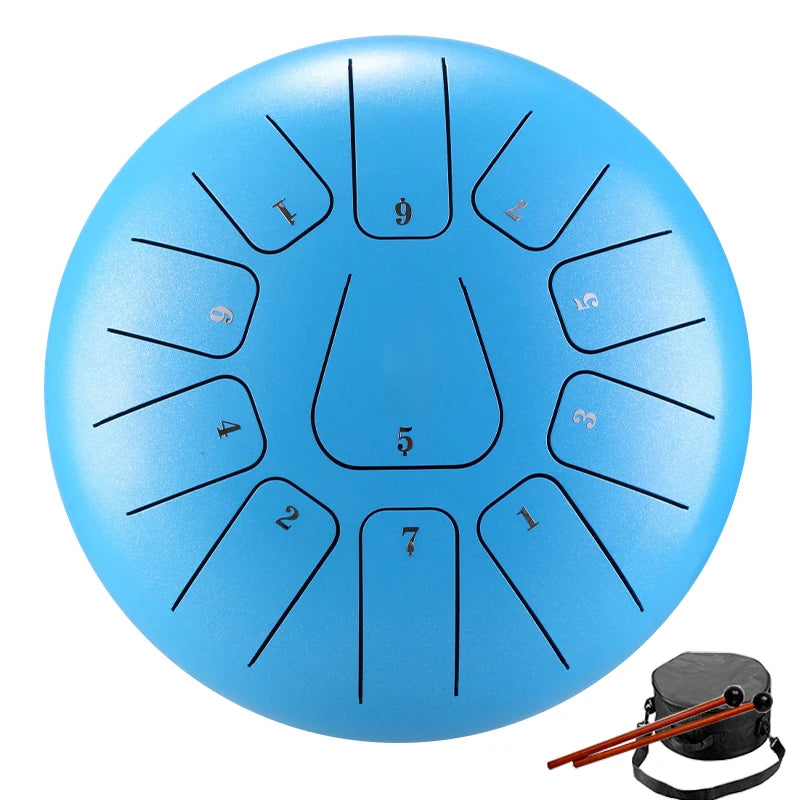 Purilite Select | 8 Inch Steel Tongue Drum 11 Notes | Key of F Handpan Drum | Meditation Yoga Musical Instrument with Carry Bag