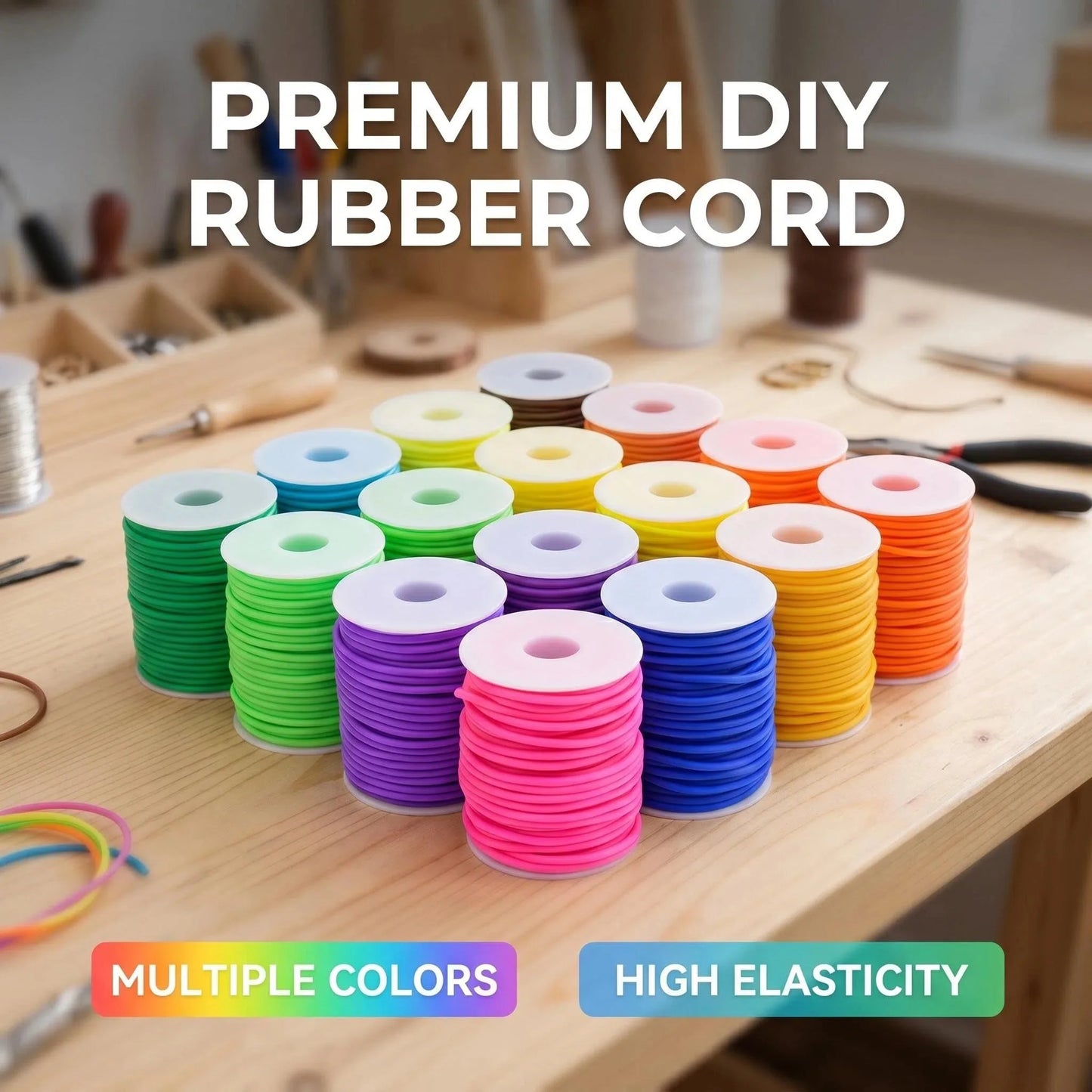 Purilite Select Hollow Rubber Cord Roll 2mm 3mm 4mm | Flexible Tubular Craft Cord for DIY Jewelry Making