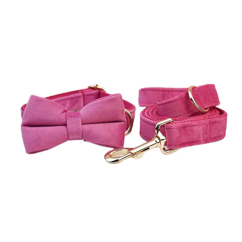 Purilite Select Rose Red Velvet Dog Collar & Leash Set