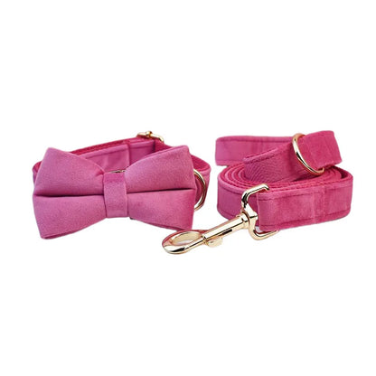 Purilite Select Rose Red Velvet Dog Collar & Leash Set