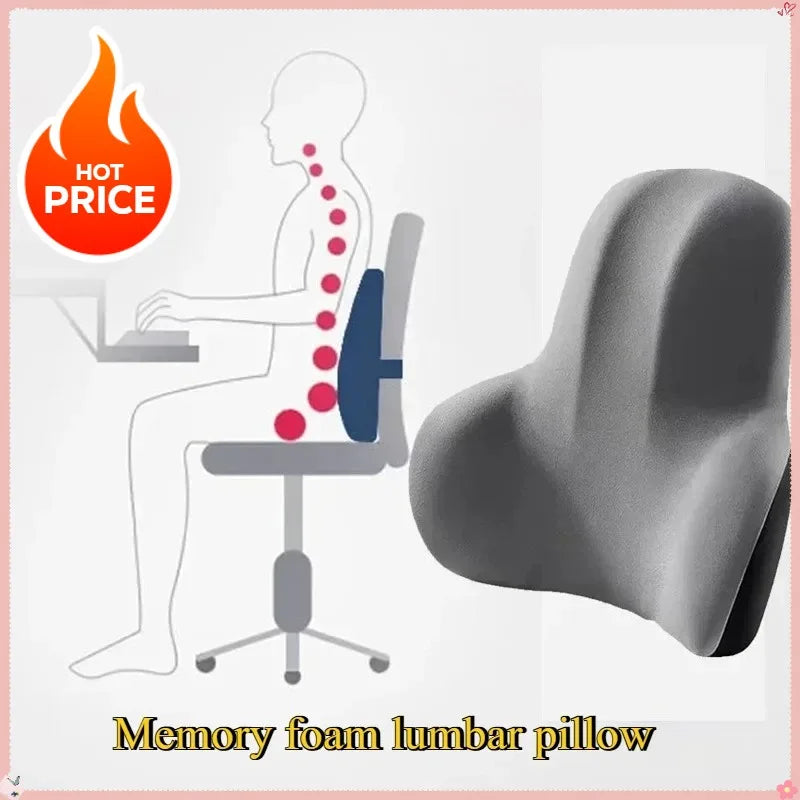 Purilite Select Memory Foam Lumbar Back Cushion | Ergonomic Support Pillow for Car, Office, Gaming Chair & Postpartum Relief