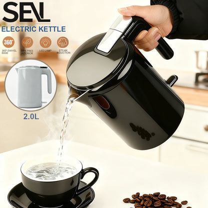 Purilite Select 2.0L 304 Stainless Steel Electric Kettle | Double-Layer Anti-Scald Fast Boiling Water Boiler