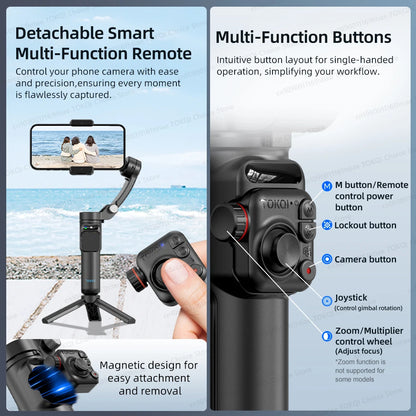 Purilite Select M02 3-Axis Smartphone Gimbal Stabilizer with Wireless Remote – Face Tracking Handheld Stabilizer for Vlogging and Video Recording