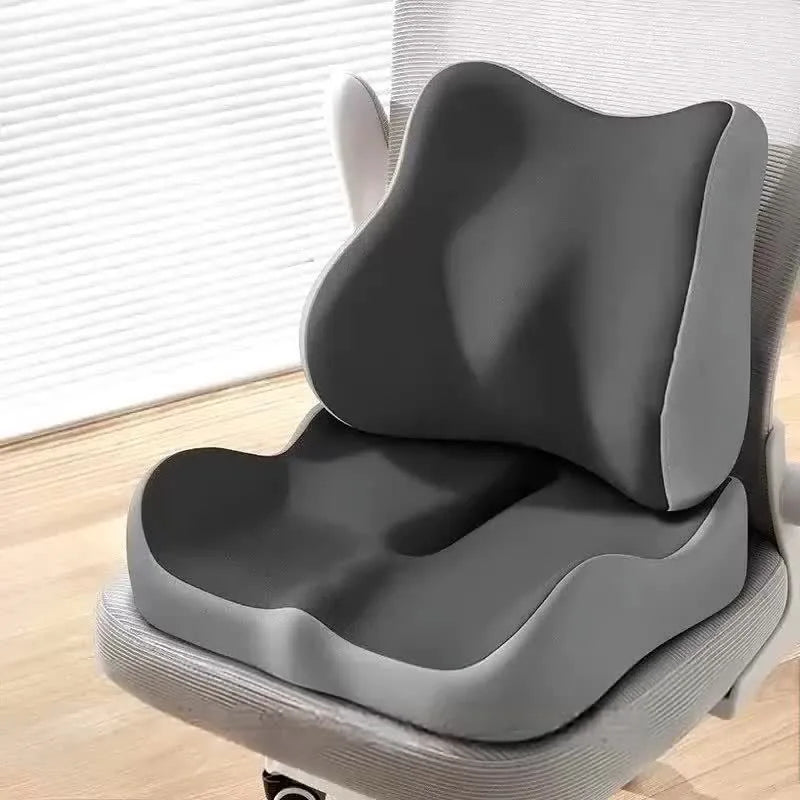 Purilite Select Ergonomic Lumbar Support Cushion Set | 2 Piece Memory Foam Seat and Back Cushion | Comfort Support for Car and Office Chair