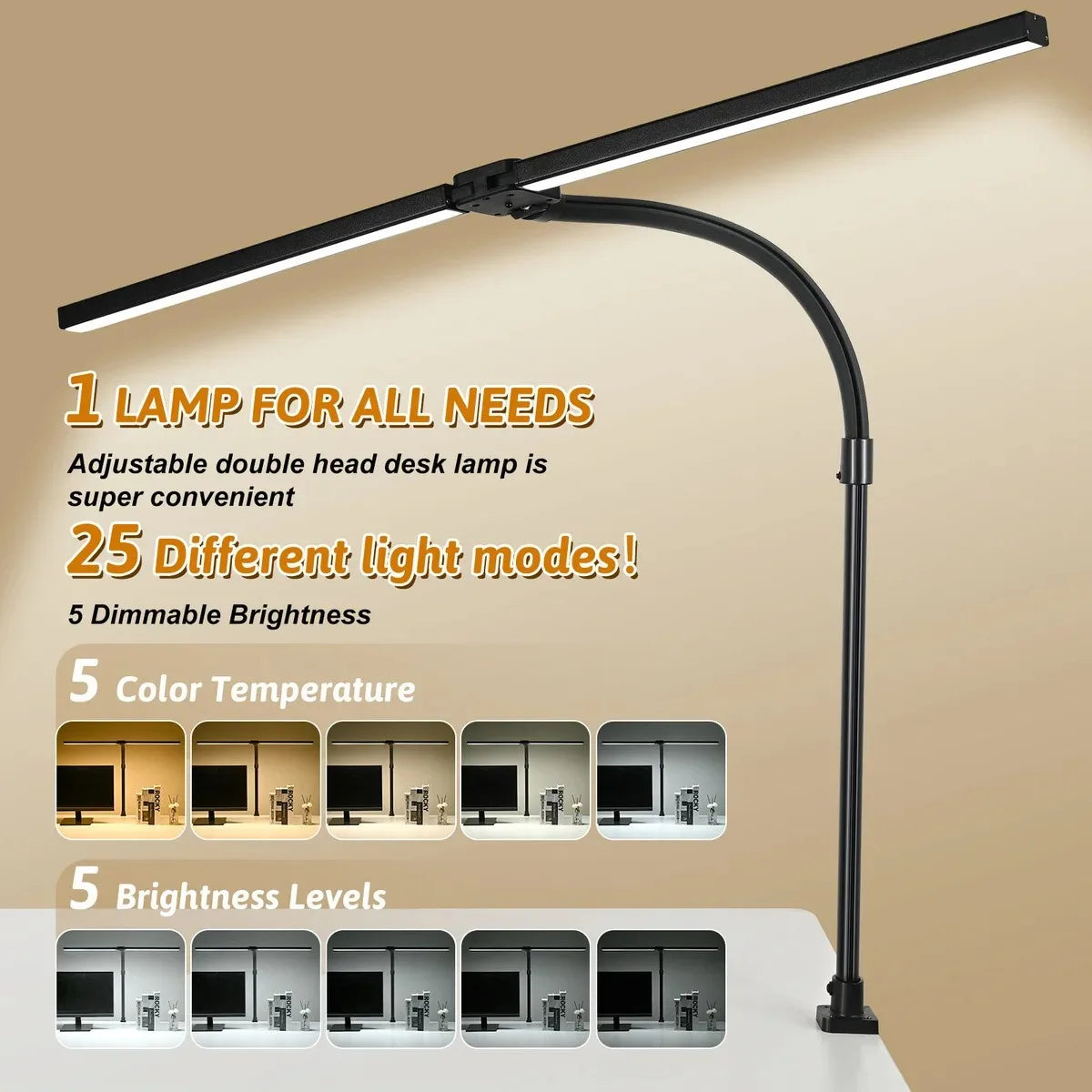 Purilite Select Dual/Single Head LED Clip Desk Lamp