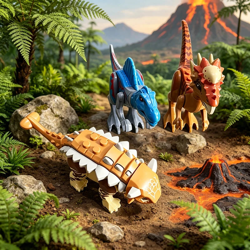 Purilite Select Jurassic Dinosaur Building Blocks Set | Mini Dinosaur Figures | Educational Construction Toy | Creative STEM Gift for Kids