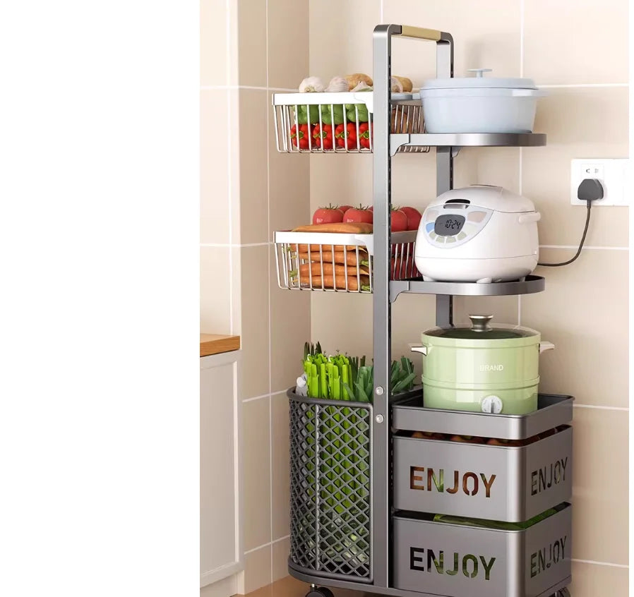 Purilite Select Multi-Level Kitchen Storage Rack | Floor Standing Fruit & Vegetable Organizer | Durable Metal Storage Shelf