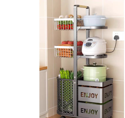 Purilite Select Multi-Level Kitchen Storage Rack | Floor Standing Fruit & Vegetable Organizer | Durable Metal Storage Shelf