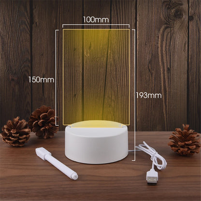 Purilite Select | Transparent LED Message Board Night Light | USB Acrylic Write and Erase Desk Lamp | Warm White Decorative Light