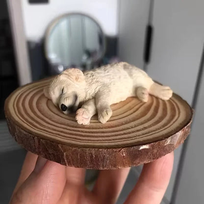 Purilite Select Sleeping Dog Figurine Decoration Set of 3 Realistic Golden Retriever and Labrador Desktop Car Dashboard Display Ornaments