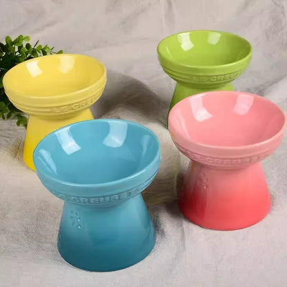 Ceramic Tall Pet Bowl – Anti-Spill Elevated Cat & Dog Food Bowl